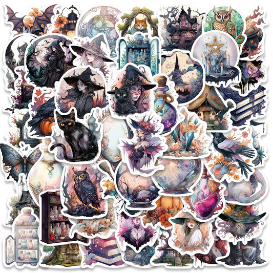 50-100PCS Gothic Witchy Potion Cat Moon Tarot Boho Stickers