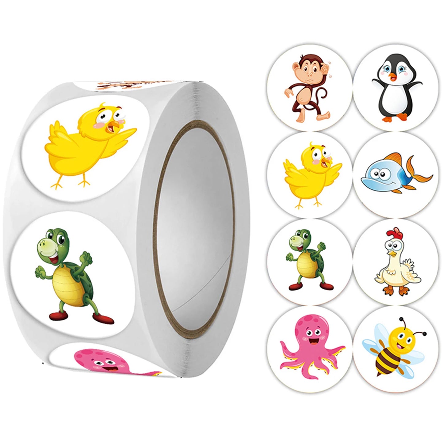 100-500pcs Cartoon Animals Stickers Cute Reward Sticker For Kids Gift Decoration Envelope Sealing Labels Stationery Stickers