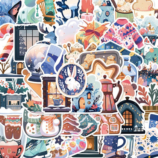 10/50pcs Cute Warm Winter Christmas Stickers Girls Crafts Scrapbooking Label Decorative Decals DIY Stationery Notebook Sticker