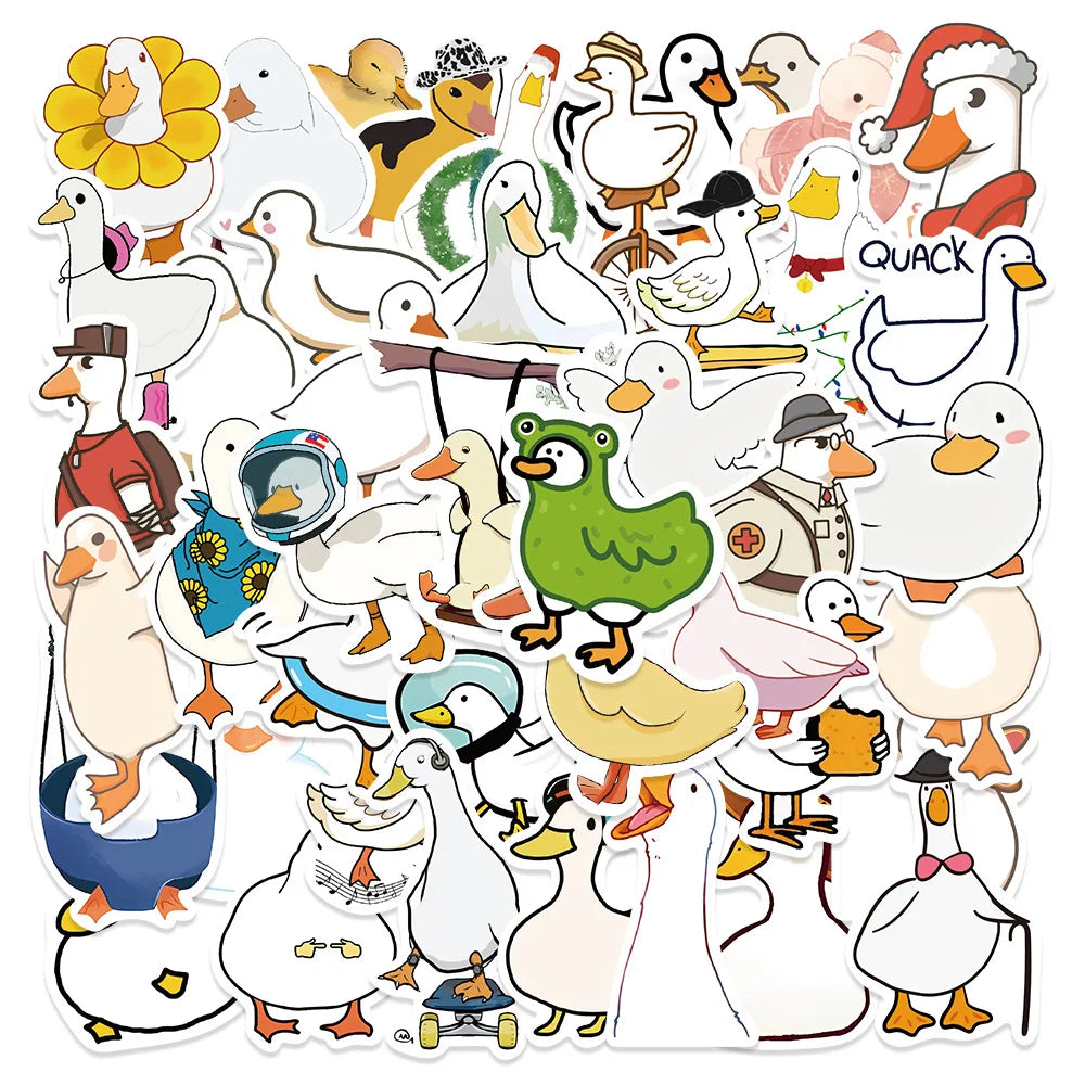 50PCS Mixed Cartoon Cute Duck Stickers Animals DIY Helmet Skateboard Laptop Motorcycle Graffiti Sticker Decals Kids Toy