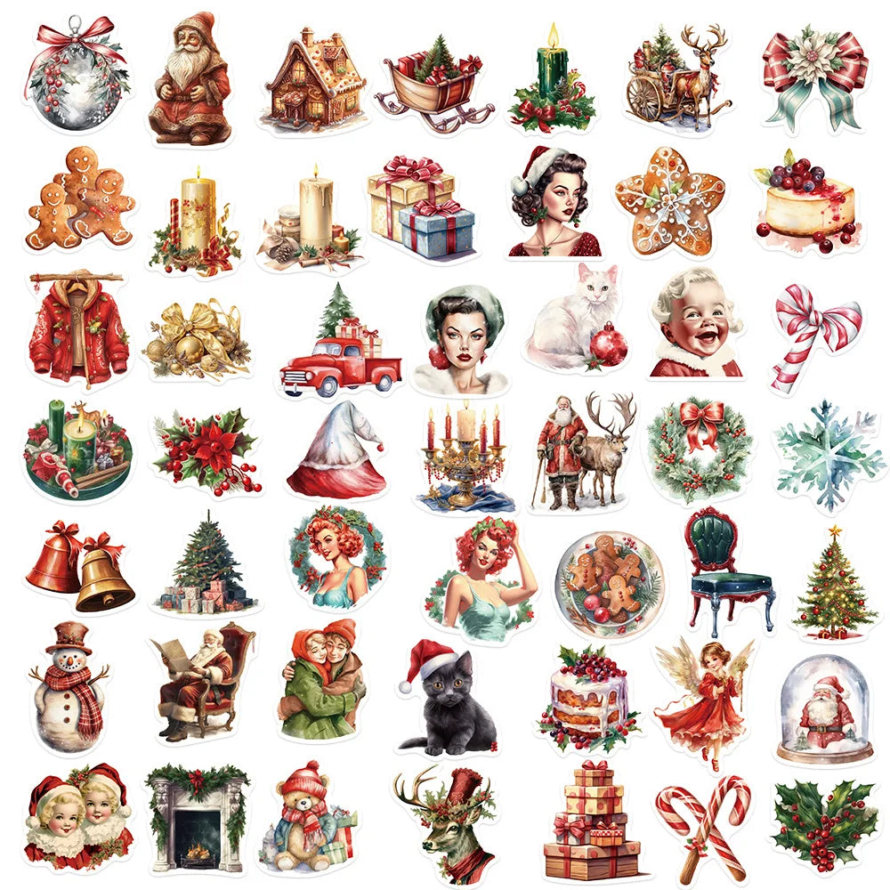 10/30/50PCS New Year Christmas Stickers Graffiti Decoration Gift Waterproof Skateboard Phone Notebook Guitar Wall Decals Toys