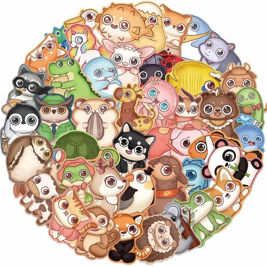 10/50pcs Cute Funny Cartoon Big Eyes Animal Stickers Vintage Toy Decals DIY Scrapbook Luggage Water Bottle Phone Laptop Guitar