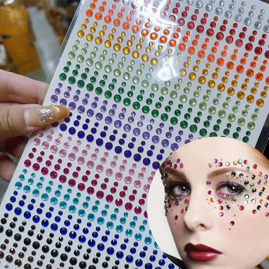 900pcs Rhinestone Stickers: 3mm/4mm/5mm Self-Adhesive Gems