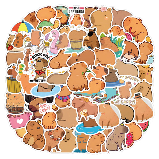Capybara Cartoon Stickers 10/30/60PCS Cute Animal Decals for Luggage, Laptop, Car, Bike, Skateboard, DIY Graffiti Kids Toy