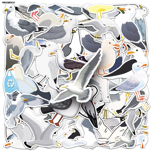 Seagull Cartoon Bird Stickers for Luggage, Laptop, Car, Bike, Skateboard - 10/30/50PCS