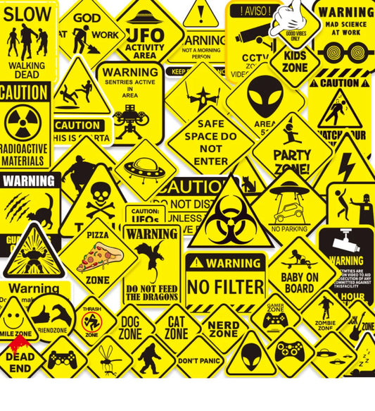 10/50pcs Funny Warning Stickers Danger Banning Sign Viny Decal Car Scooter Motorcycle Suitcase Violation Sticker Classic Toy