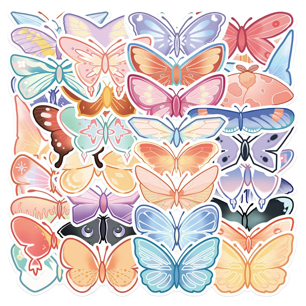 Cartoon Butterfly Stickers for Laptop, Guitar, Phone, Scrapbook, Diary, Kid Toy (10/20/40pcs)