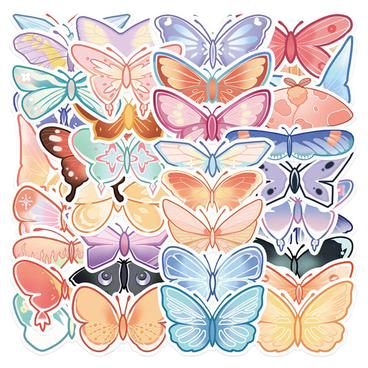 Cartoon Butterfly Stickers for Laptop, Guitar, Phone, Scrapbook, Diary, Kid Toy (10/20/40pcs)