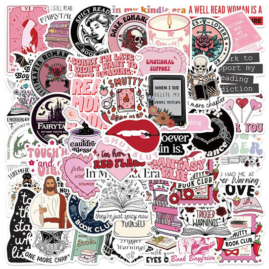 50Pcs Bookish Reading Stickers Waterproof Decals