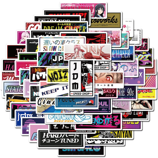 66PCS JDM Racing Stickers for Car, Laptop, Helmet, More