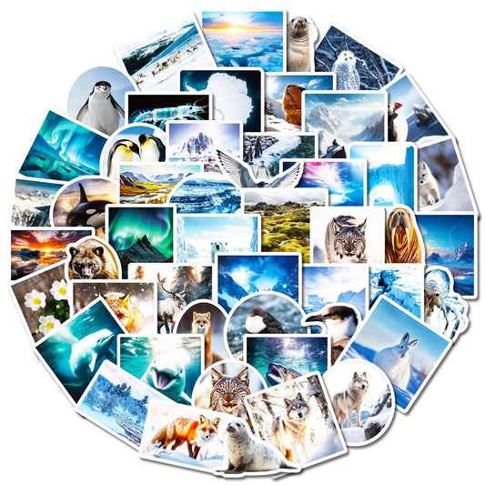 10/50pcs South and North Poles Scenery Stickers Aesthetic Decals DIY Scrapbooking Phone Luggage Car Graffiti Decoration Sticker