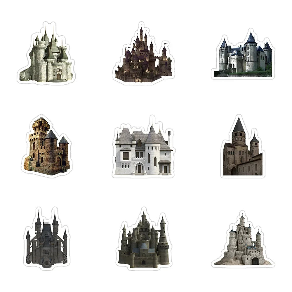 10/60Pcs European Architecture Graffiti Stickers Decals for Kids Toys Laptop Phone Luggage Scrapbook Skateboard Creative Sticker