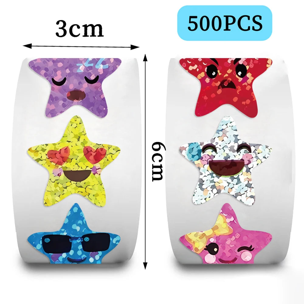 500PCS/Roll Colorful Star Stickers For Kids Reward School Classroom Adhesive Star Stickers For Teachers Parents DIY Craft