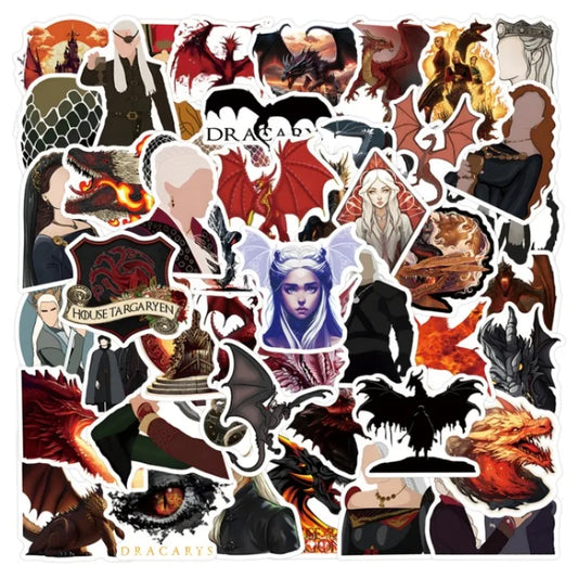 55pcs House of The Dragon Stickers for Laptop, Phone, Water Bottle, Suitcase, and More