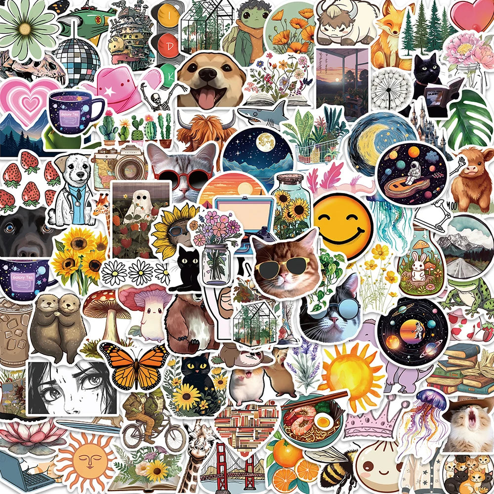 Cute Cartoon Graffiti Stickers Pack - Aesthetic Decals for Laptop, Suitcase, Stationery, Kids Toy
