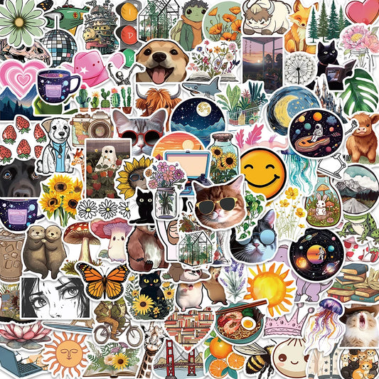 Cute Cartoon Graffiti Stickers Pack - Aesthetic Decals for Laptop, Suitcase, Stationery, Kids Toy