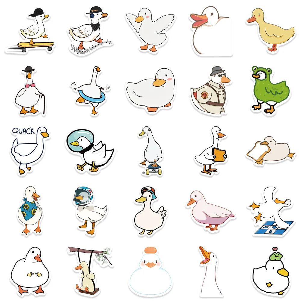 50PCS Mixed Cartoon Cute Duck Stickers Animals DIY Helmet Skateboard Laptop Motorcycle Graffiti Sticker Decals Kids Toy