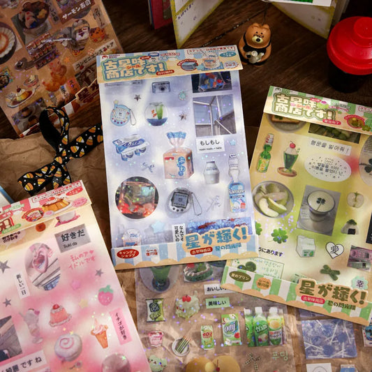 Y2K Glitter Stickers Set: Scrapbooking & Photocard Decor