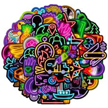 50Pcs New Neon Series Graffiti Stickers Suitable for Laptop Helmets Desktop Decoration DIY Stickers Toys Wholesale