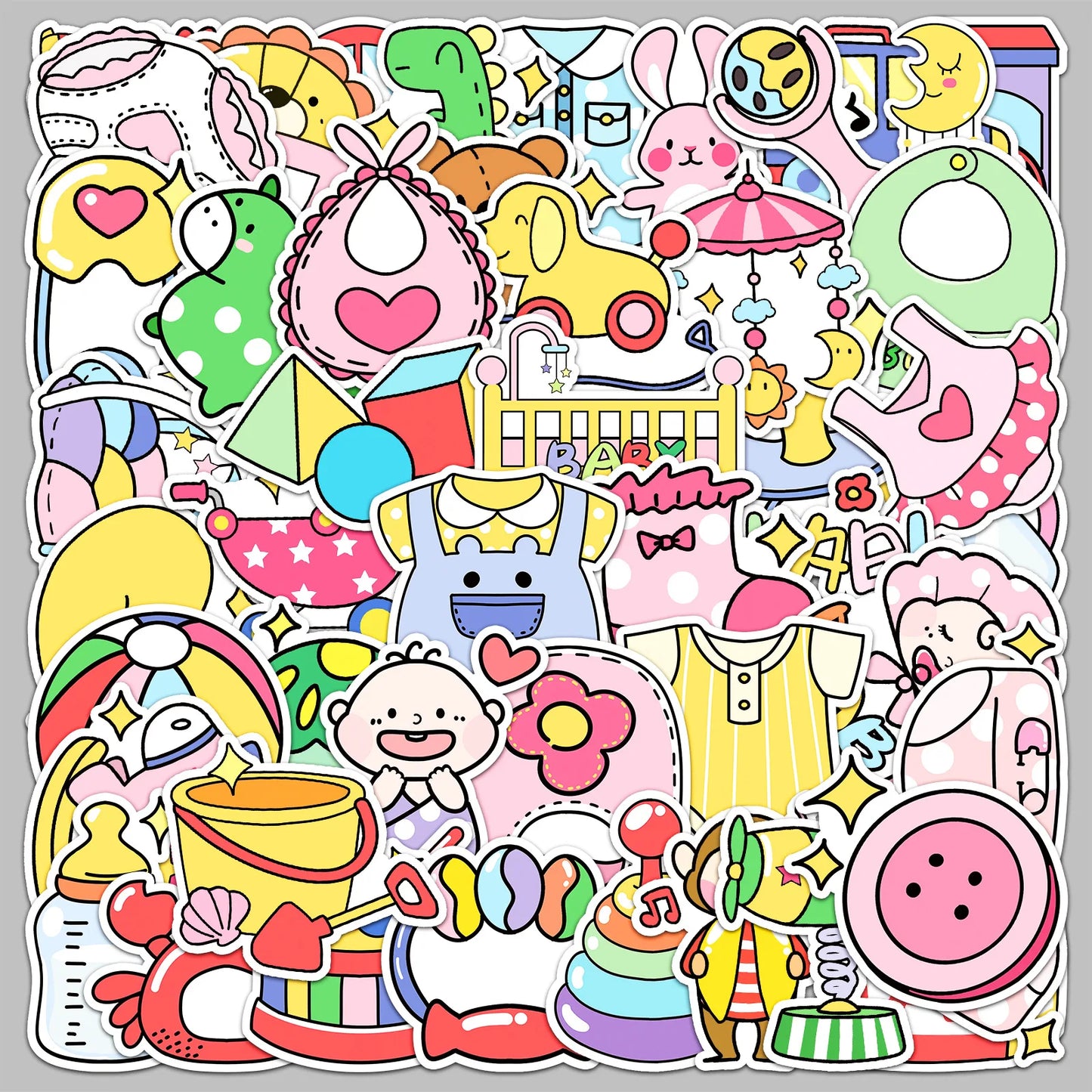 50Pcs Cute Baby Cartoon Stickers for Helmet, Wall, DIY Decoration