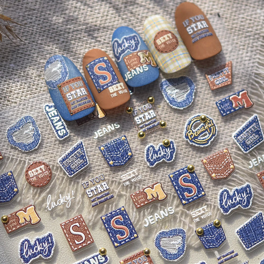 Blue Rhinestone Nail Art Stickers - Self Adhesive Decals