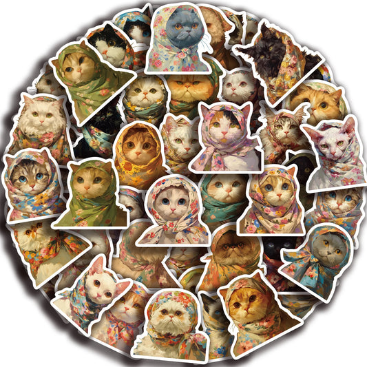 50pcs Cute Cat Meme Stickers for Scrapbook & Phone