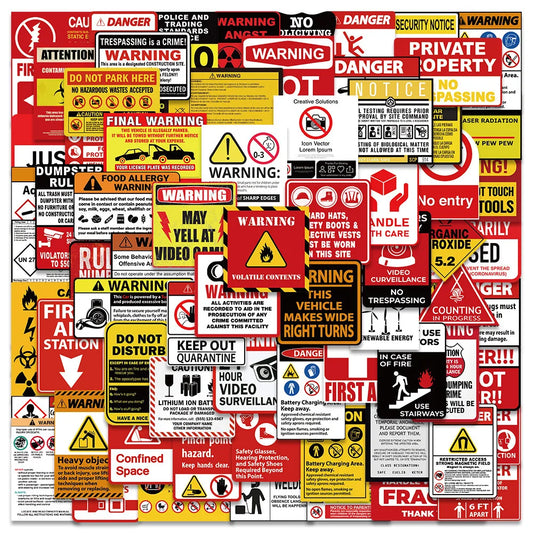 Anime Warning Stickers Pack - Skateboard, Guitar, Laptop, Motorcycle, Car Decals