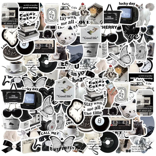 Etori Life 50pcs Cartoon Cute Exquisit Literary Objects Student DIY Laptops, Scrapbooks,Stationery Decoration Stickers