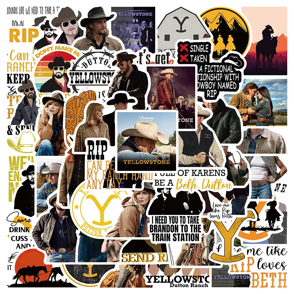 50pcs American Hot TV Yellowstone Season Show Stickers Laptop Luggage Guitar Skateboard Fridge Scrapbook Graffiti Sticker