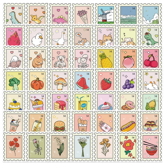 50PCS Aesthetic PVC Waterproof Stickers for Scrapbooking and School Supplies
