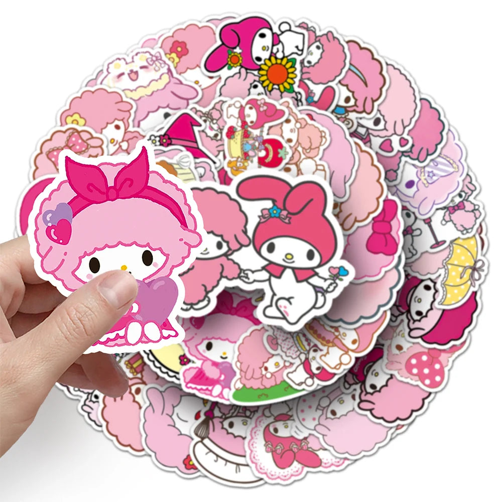 10/30/50pcs My Sweet Piano Cartoon Stickers Cute Sanrio Pink Sheep Sticker DIY Diary Guitar Suitcase Kawaii Anime Decal for Kids