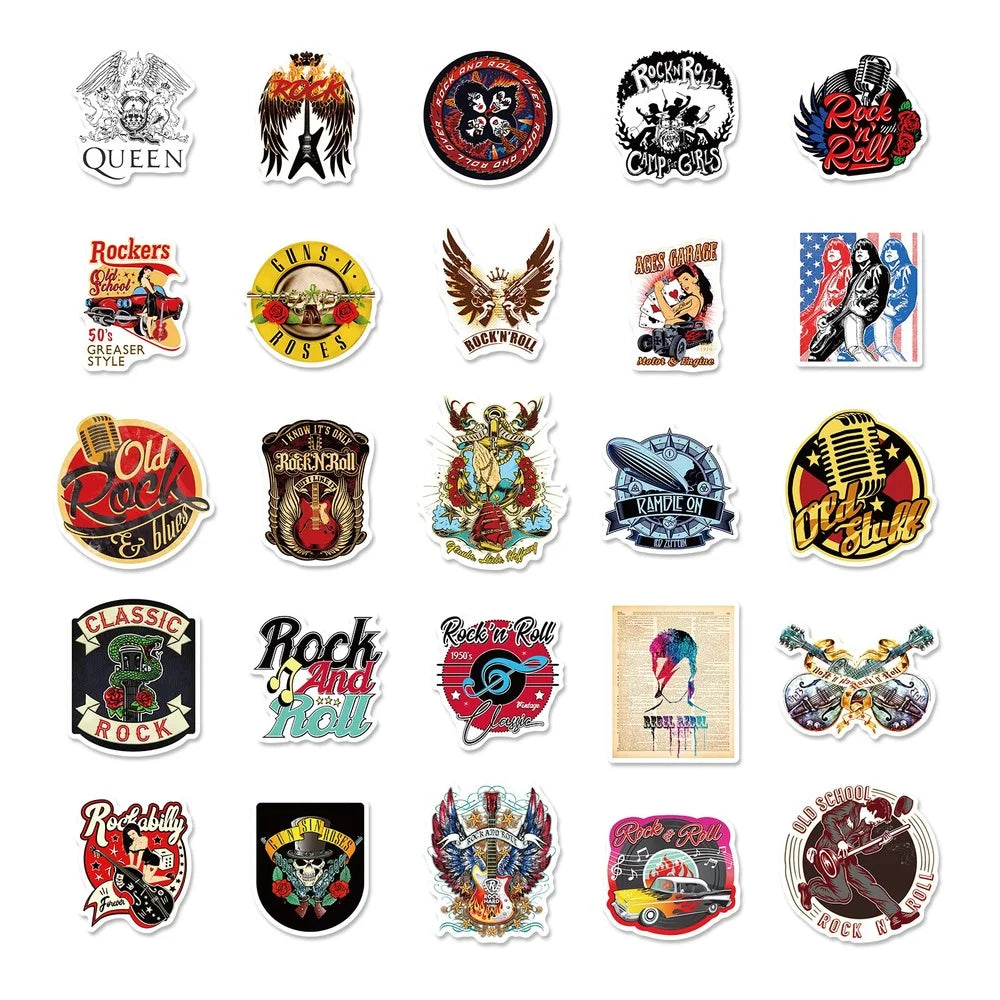 Retro Rock Roll Music Sticker Packs