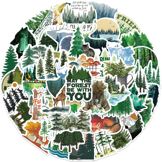 Natural Landscape Forest Animal Stickers 10/30/50pcs - DIY Decals for Motorcycle, Suitcase, Phone, Bike, Kids