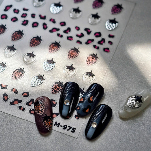 Strawberry Leopard Nail Art Stickers 5D Decals Wholesale