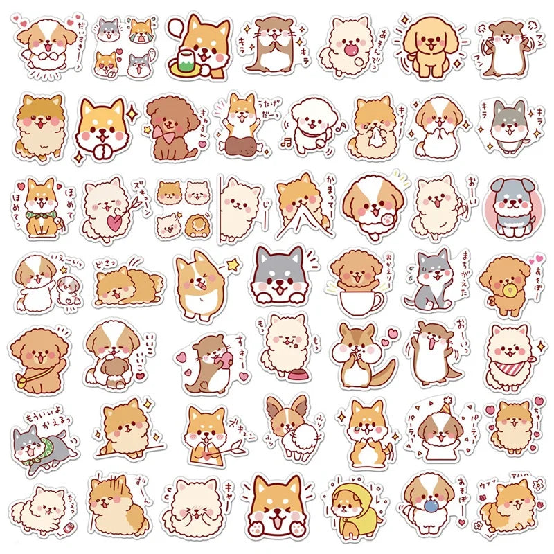 10/30/50PCS Kawaii Fluffy Dog Sticker Aesthetic Children's PVC Korean Stationery School Supplies Decoration Scrapbooking