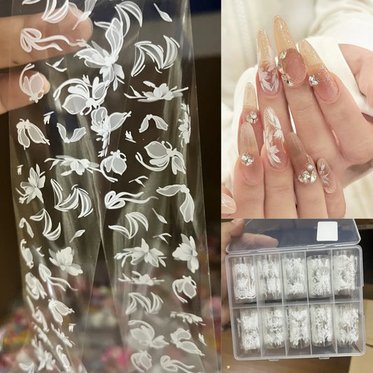 Butterfly Nail Foil Stickers - Glitter Flower Design 10 Rolls