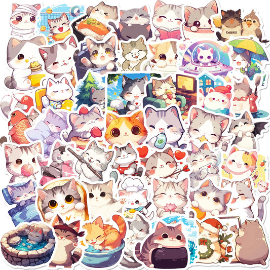 Cute Animal Cartoon Stickers Kawaii Cat Decals for Laptop Phone Guitar Bike Skateboard