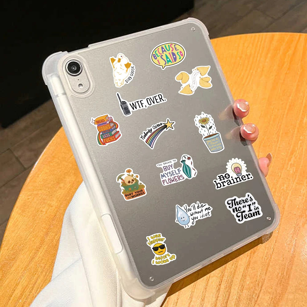 50pcs Cartoon Sarcastic Stickers Decals For Phone Laptop Refrigerator Notebook Suitcase Aesthetic Waterproof Stickers