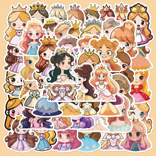 50pcs Princess Skirt Graffiti Stickers for Helmet, Wall, DIY Decoration Wholesale