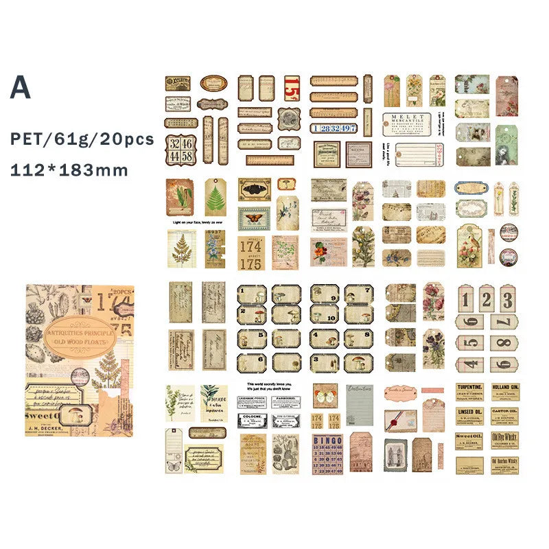 Vintage Scrapbooking Stickers PET Material DIY Journal Collage Supplies