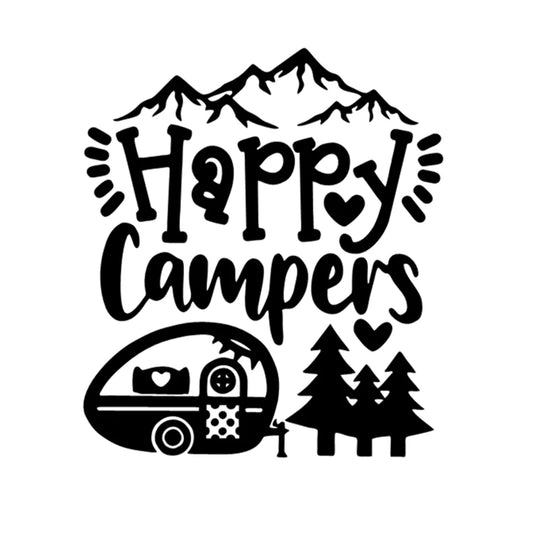 Happy Camper Mountain Decor Stickers Van SUV Camper Caravan Cargo Caravan RV Car Wraps Decal Cover Accessories Car Sticker