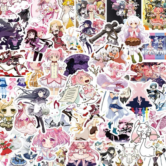 50pcs Madoka Magica Anime Stickers for Laptop, Phone, Water Bottle, Scooter, Fridge