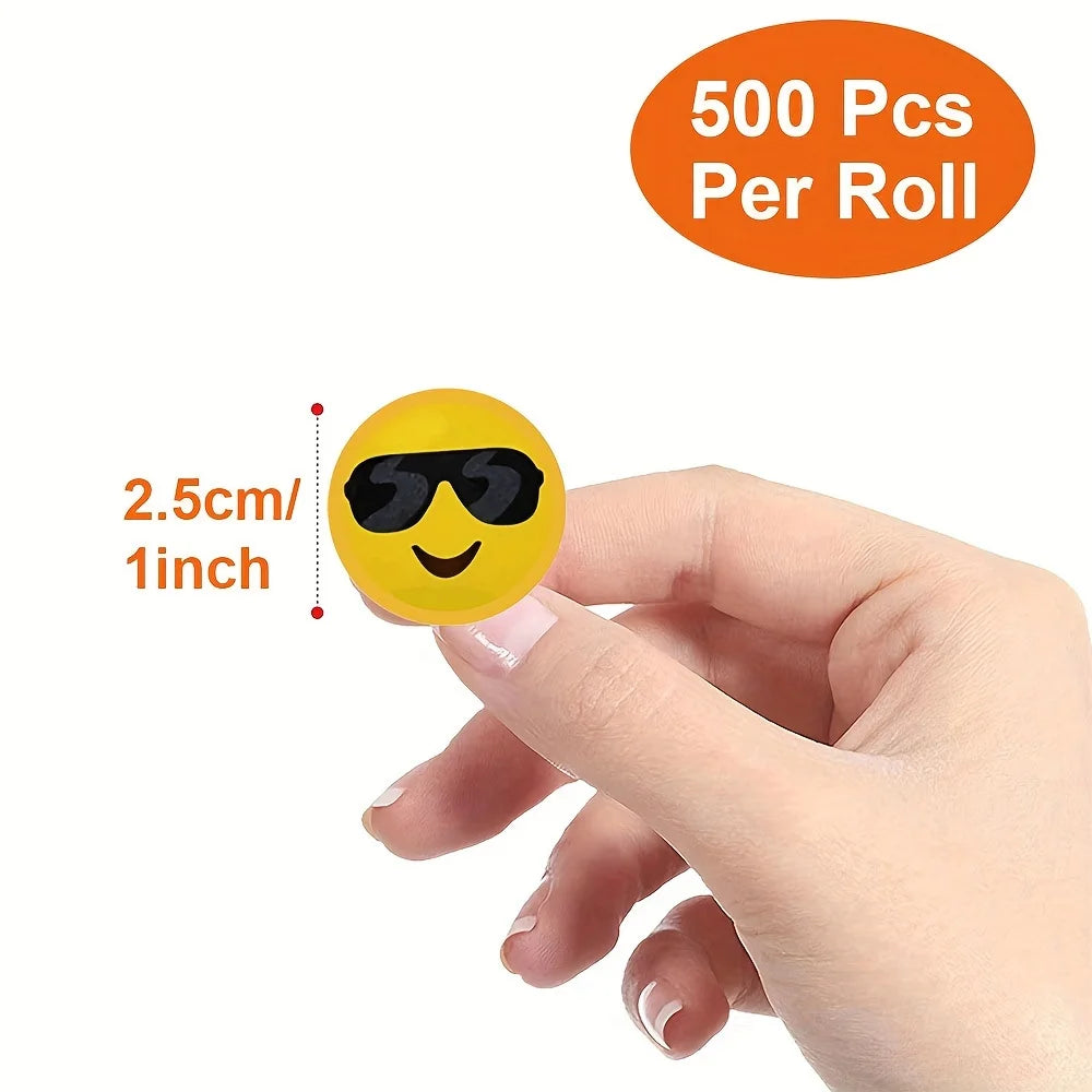 500pcs/roll Cartoon Funny Face Expression Reward Stickers, DlY Decoration Label  For Game Gift Envelope Self Adhesive Stickers