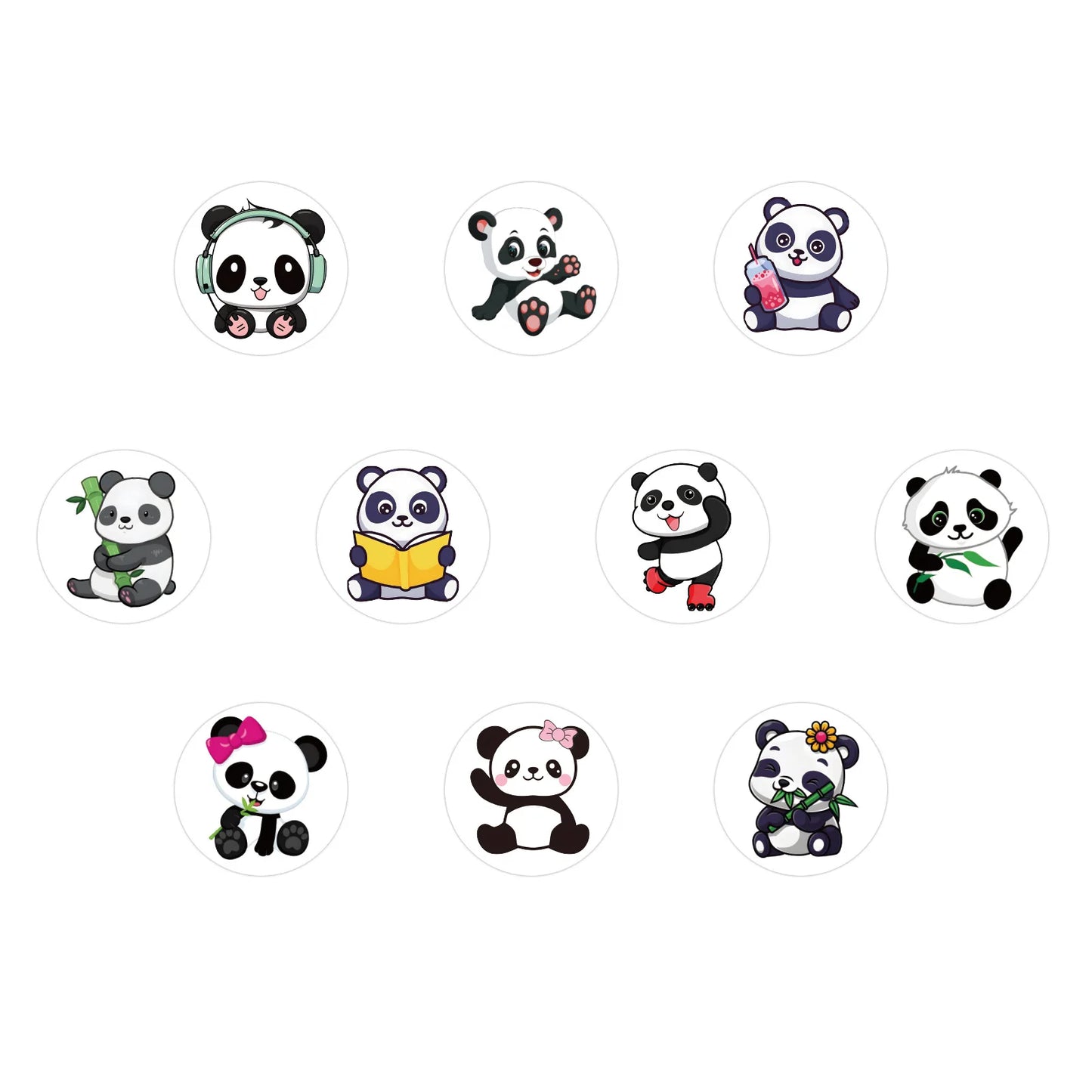 100-500pcs Cute Panda Cartoon Stickers Reward Sticker for Kids Gift Decoration Envelope Sealing Labels Stationery Stickers 1inch