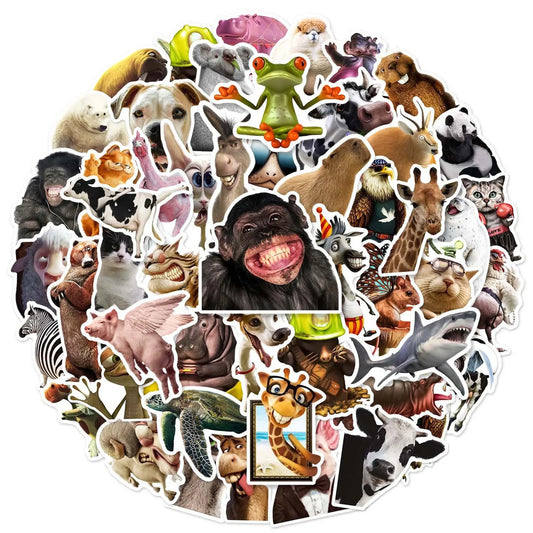 Mixed Animal Meme Stickers for DIY Stationery, Suitcase, Water Bottle, Phone, Laptop, Scrapbooking, Helmet (10/25/50pcs)