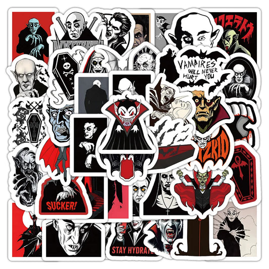 Vampire Stickers 10/30/54PCS Black Red Cartoon Scary Decals for Phone Laptop Luggage Skateboard