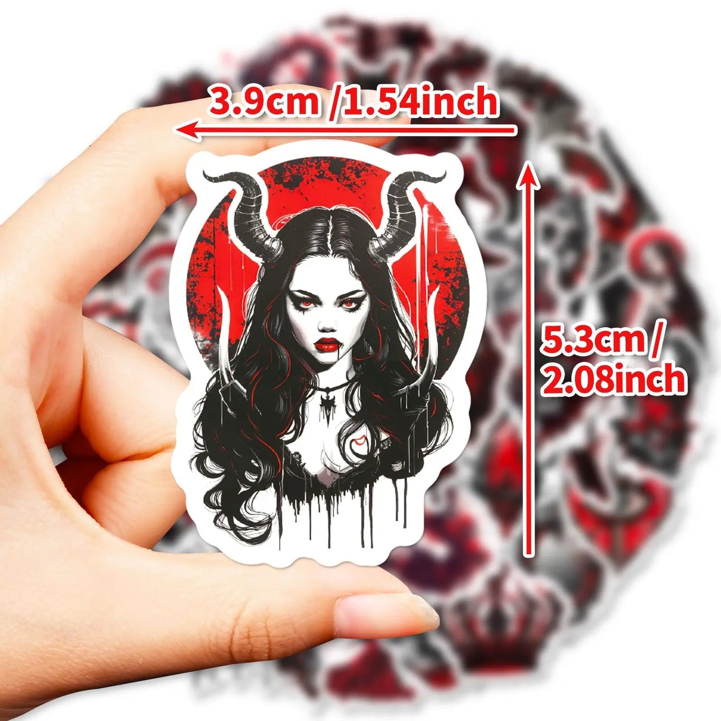 10/50PCS Cool Black Red Gothic Magic Witch Skull Stickers DIY Phone Laptop Luggage Skateboard Graffiti Horror Decals Sticker Toy
