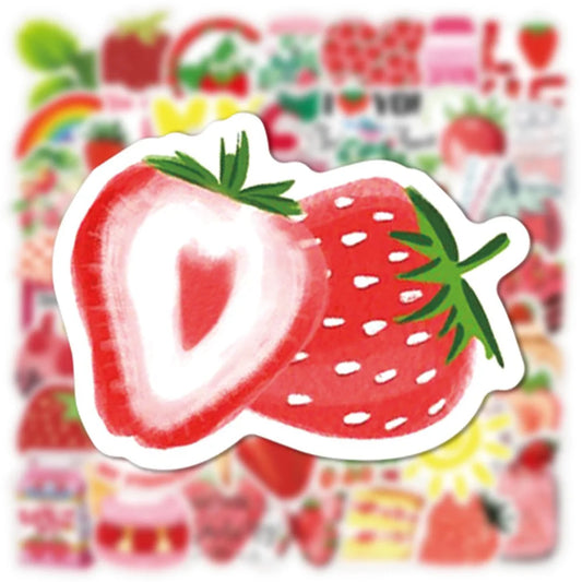 Cute Strawberry Dessert Cartoon Stickers for Phone Laptop Luggage Skateboard - 10/30/50PCS