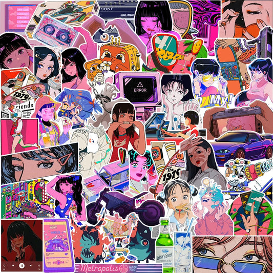 Cool Cartoon Girl Stickers - Aesthetic Decals for Phone, Motorcycle, Skateboard, Laptop, Bike, Car