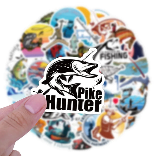 Fishing Stickers 10/30/60PCS Outdoor Hobby Decals for Luggage Laptop Phone Guitar Car Bike Skateboard Kids Toy